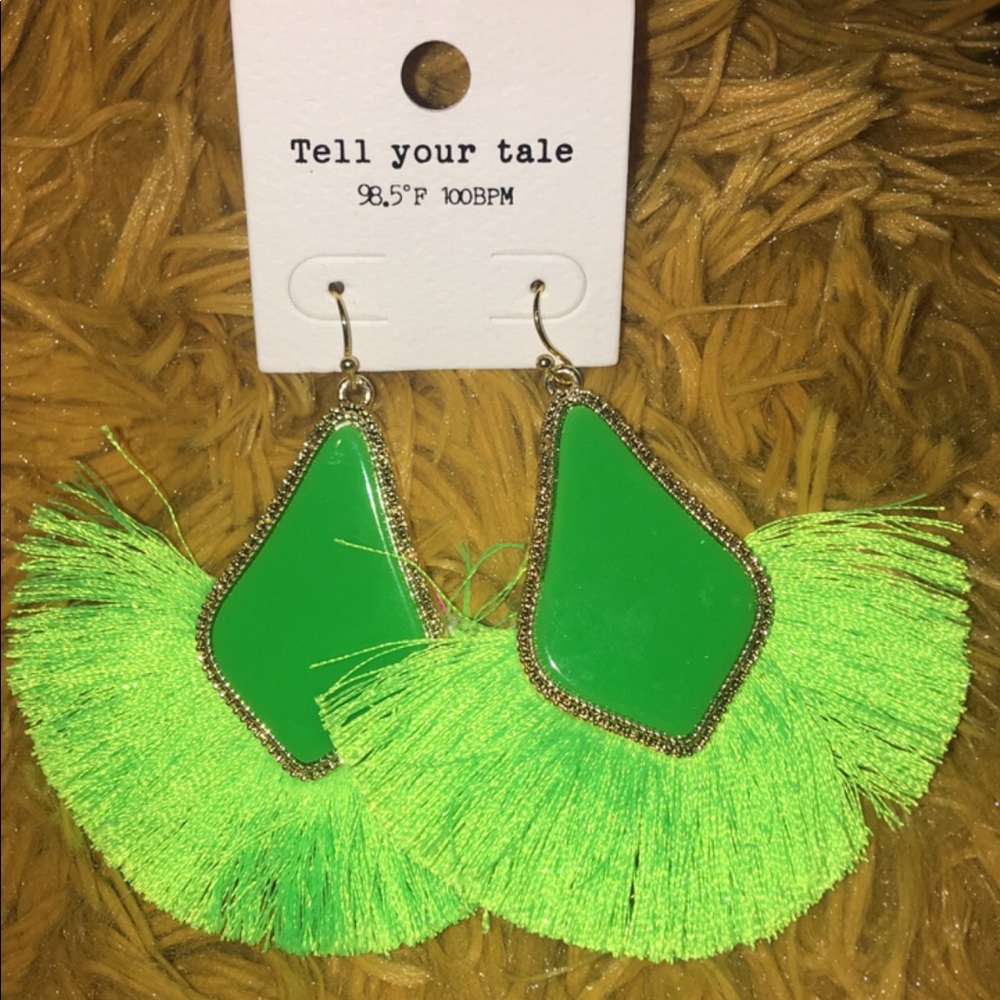 Neon fringe earrings! NWT